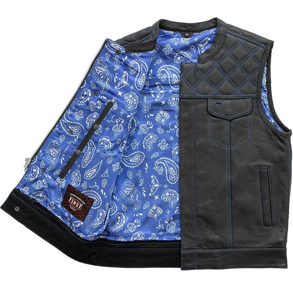 First Mfg Mens Downside Diamond Quilt Leather Vest