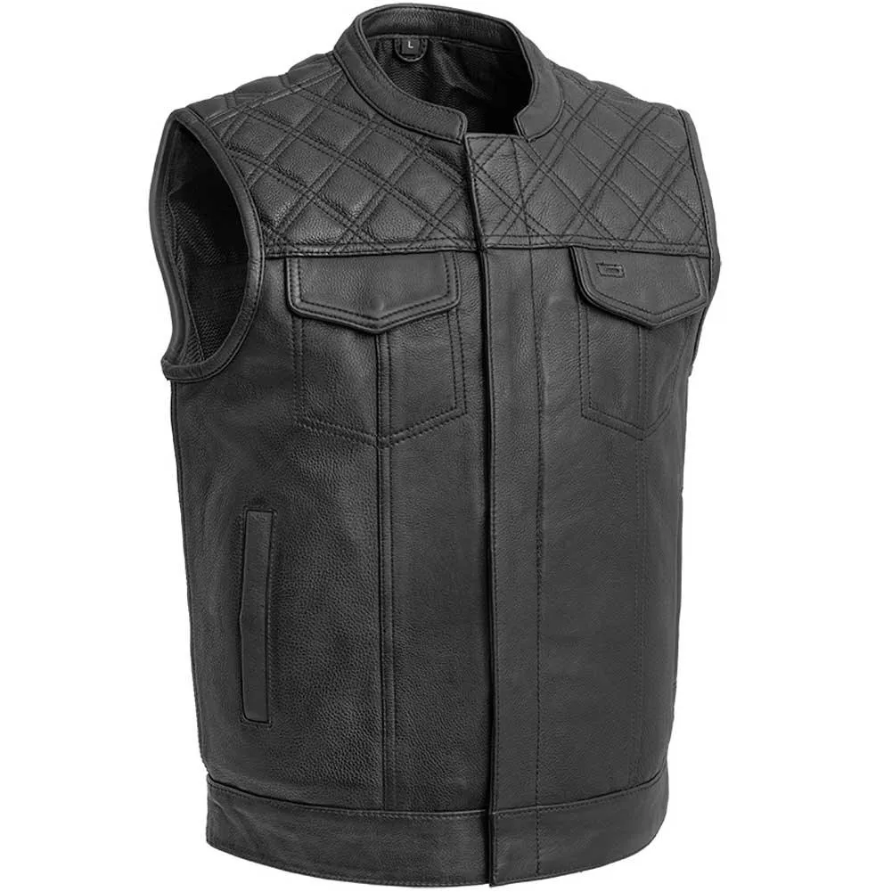 First Mfg Mens Downside Diamond Quilt Leather Vest