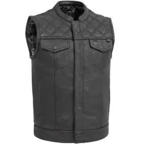 First Mfg Mens Signature Diamond Quilt Leather Vest