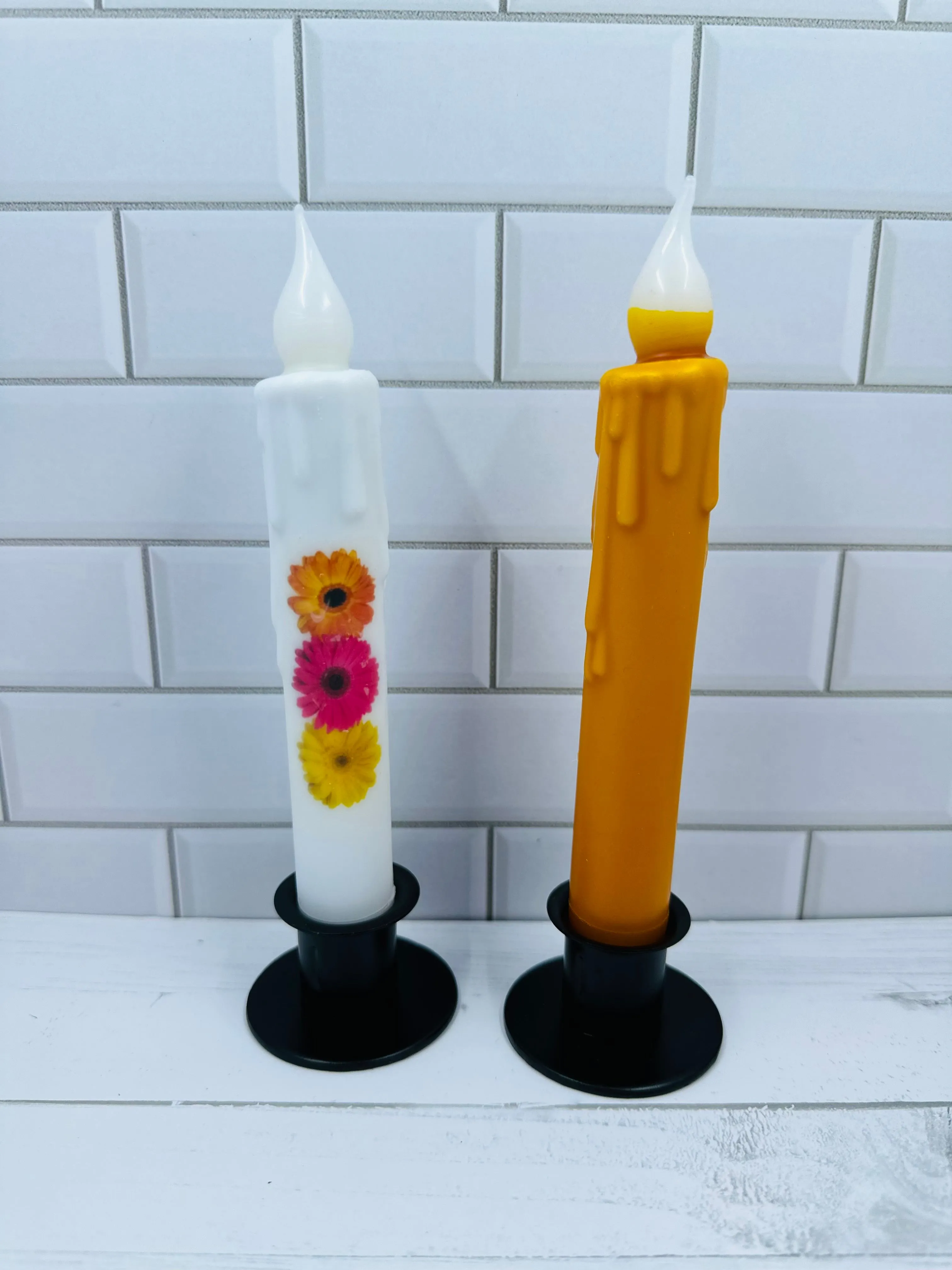 Floral Set of 2 LED Candles