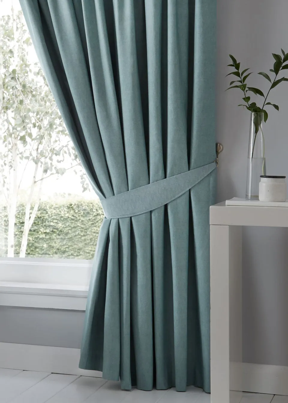 Fusion Dijon Blackout Blue Pencil Pleat Curtains