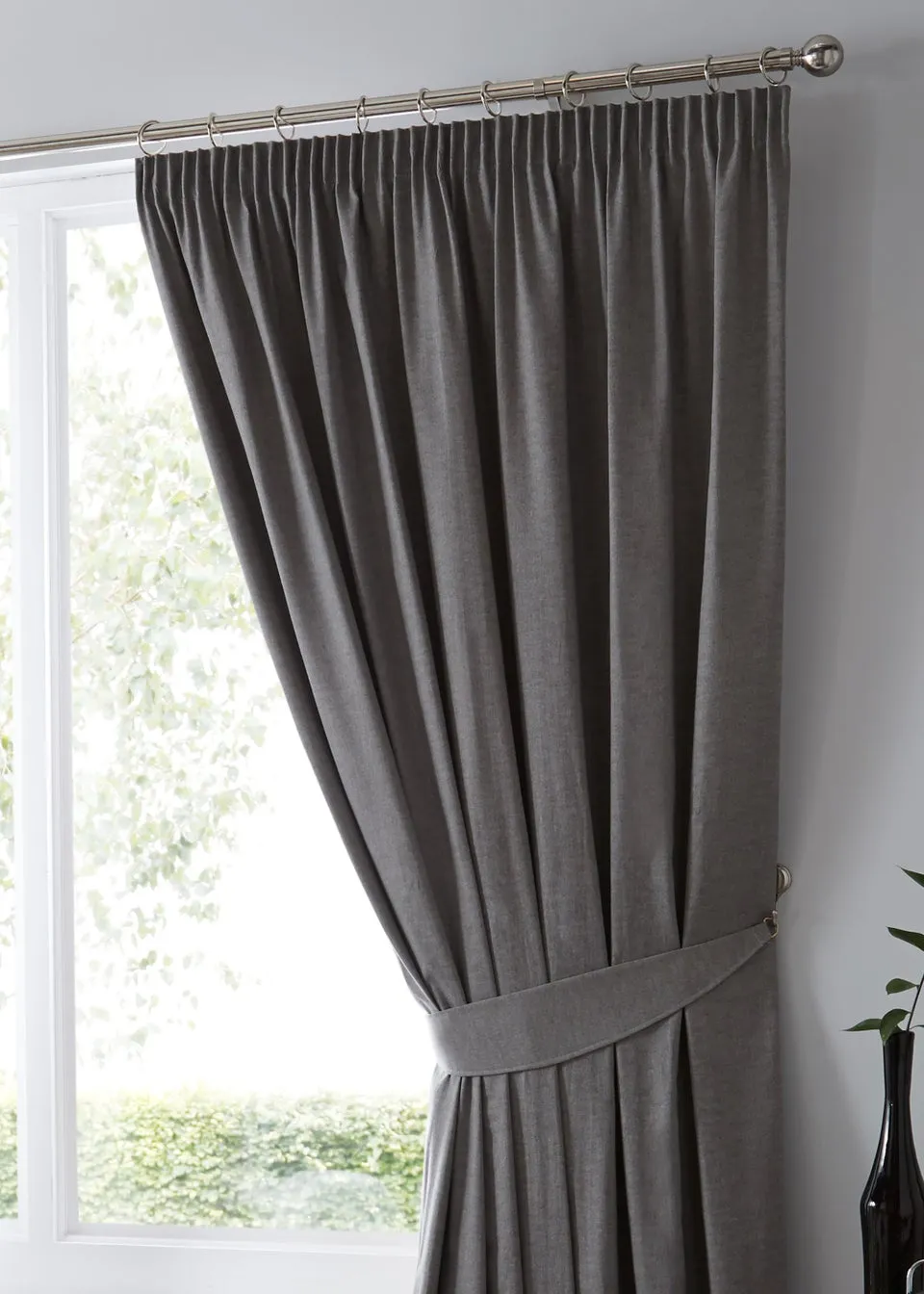 Fusion Dijon Blackout Grey Pencil Pleat Curtains