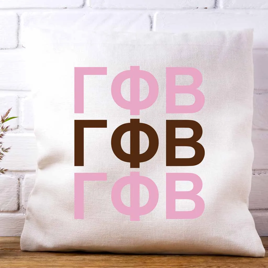 Gamma Phi Beta Throw Pillow Cover with Greek Letters