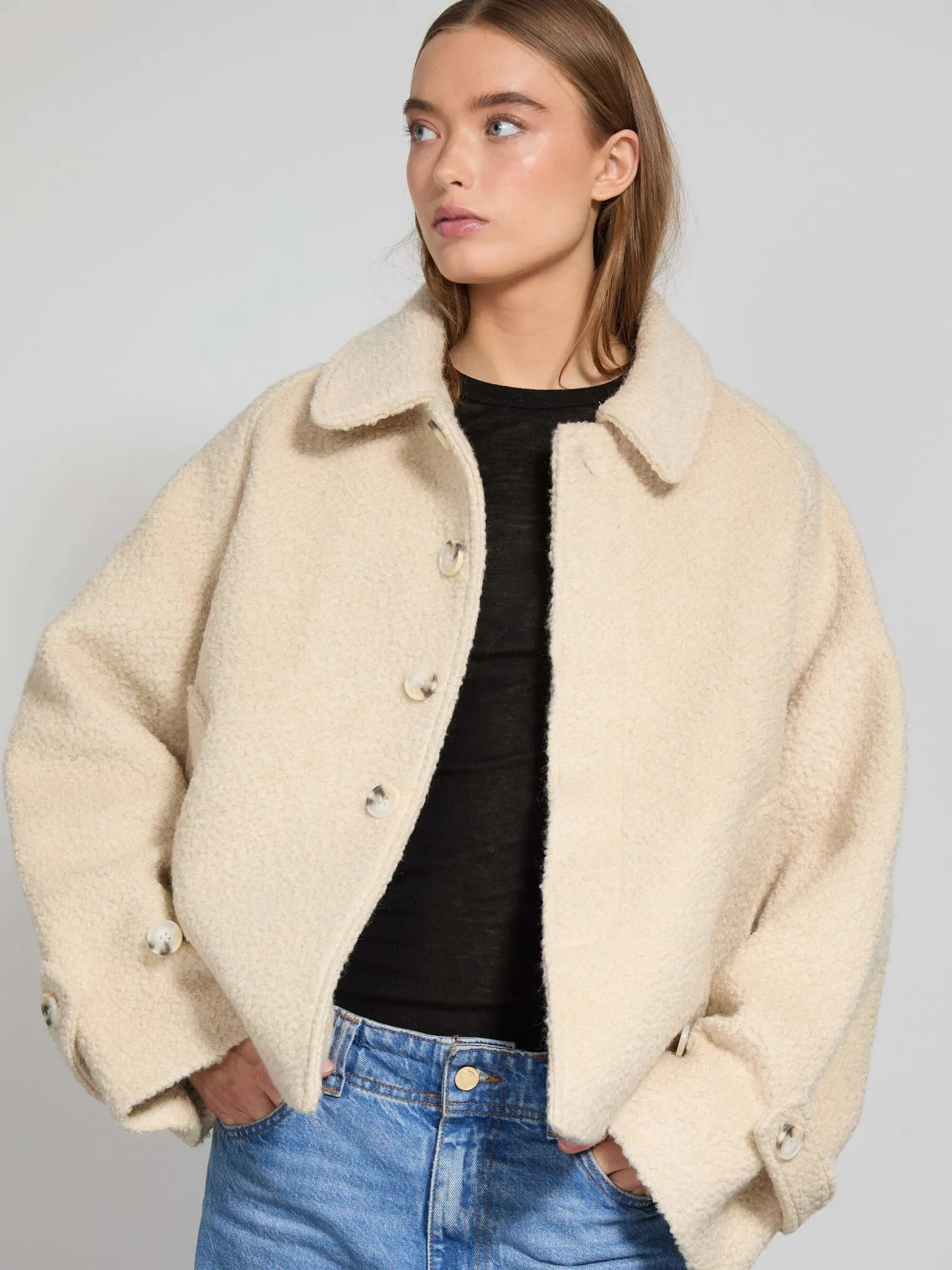 GIA BOUCLE JACKET - CREME