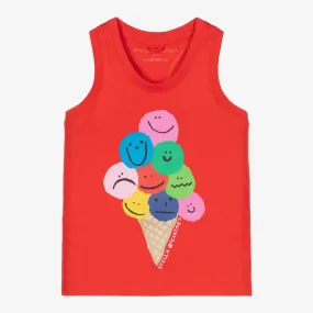 Girls Red Organic Cotton Vest