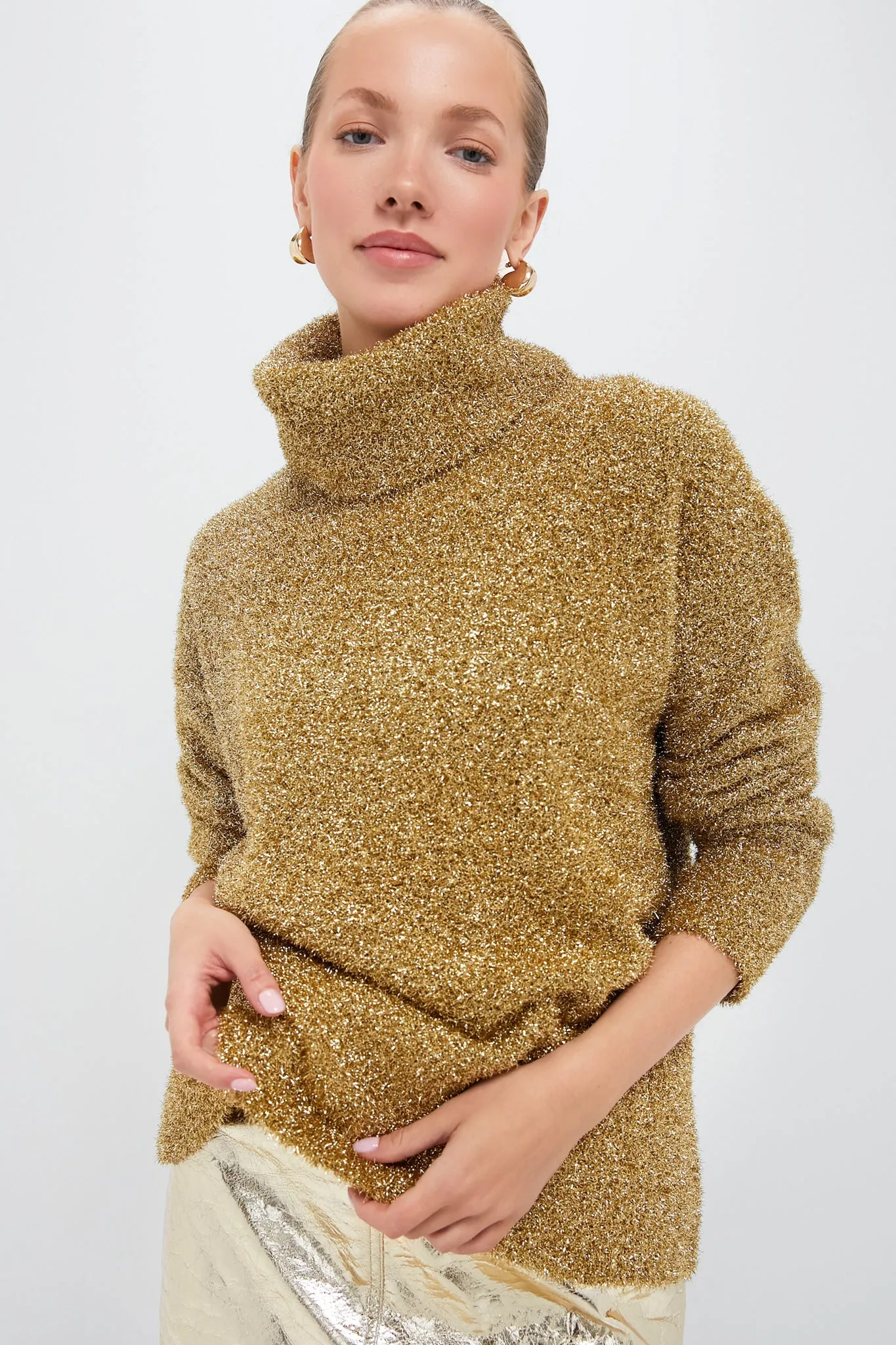 Gold Metallic Gretchen Turtleneck