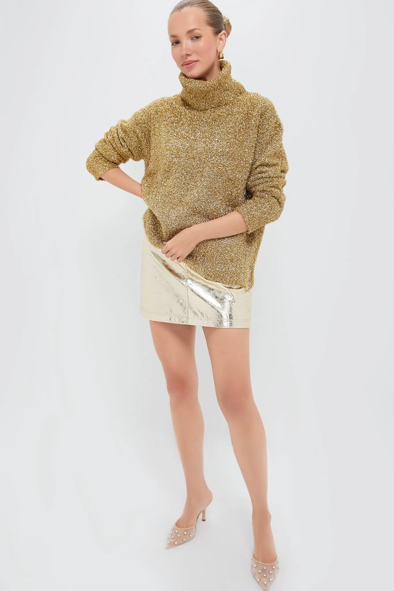 Gold Metallic Gretchen Turtleneck