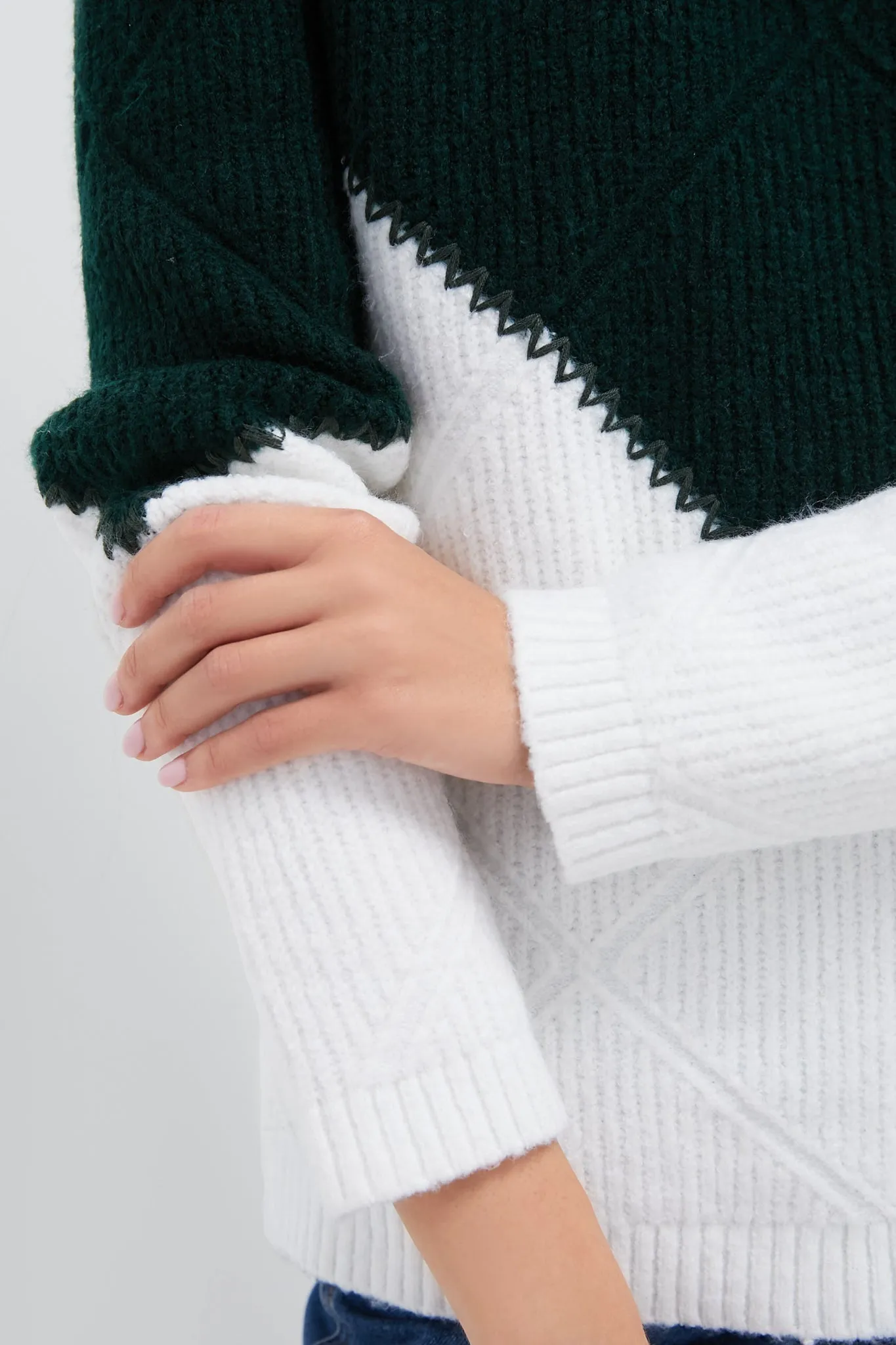 Green & Cream Diamond Demi Turtleneck