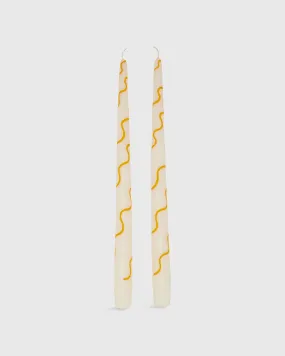 Hand-Painted Taper Candles (Set of 2) in Marigold