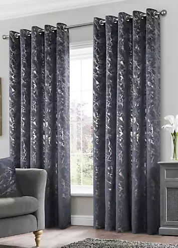 Home Curtains Mabel Embossed Velour Thermal Eyelet Curtains | Kaleidoscope