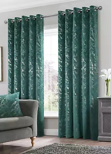 Home Curtains Mabel Embossed Velour Thermal Eyelet Curtains | Kaleidoscope