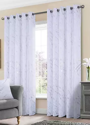 Home Curtains Mabel Embossed Velour Thermal Eyelet Curtains | Kaleidoscope