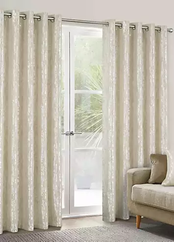 Home Curtains Mia Super Thermal Metallic Jacquard Eyelet Lined Curtains | Kaleidoscope