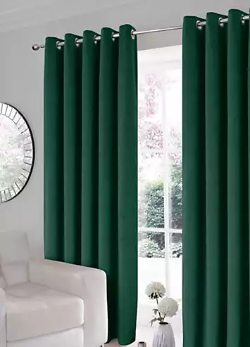 Home Curtains Montreal Pair of Velour Thermal Interlined Eyelet Curtains | Kaleidoscope