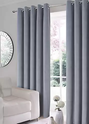 Home Curtains Montreal Pair of Velour Thermal Interlined Eyelet Curtains | Kaleidoscope