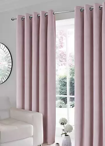 Home Curtains Montreal Pair of Velour Thermal Interlined Eyelet Curtains | Kaleidoscope