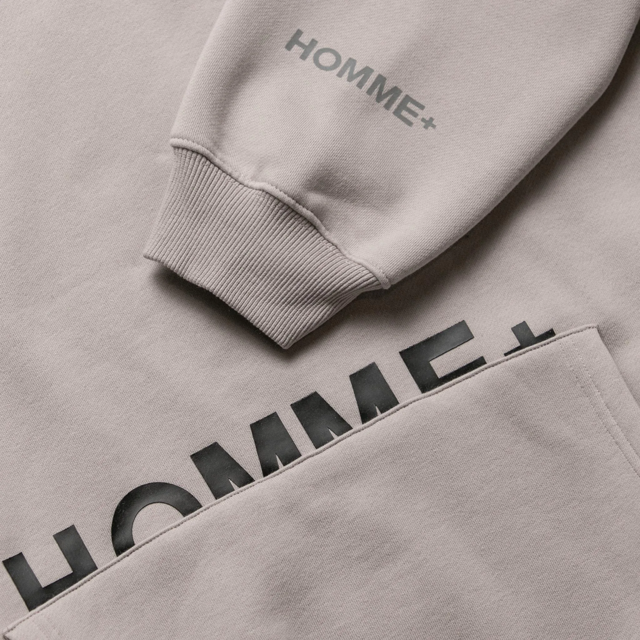 HOMME+ Half-Logo Heavyweight Hoodie Cement