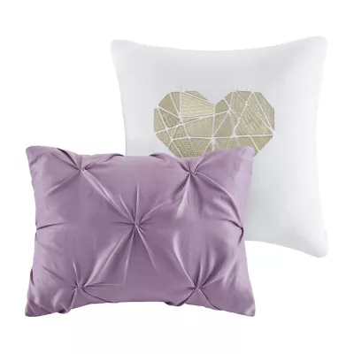 Intelligent Design Lara Metallic Printed and Pintucked Comforter with decorative pillows