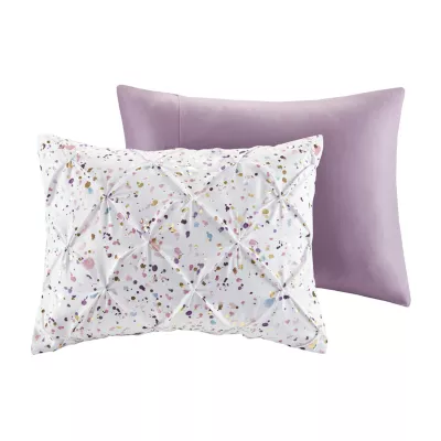 Intelligent Design Lara Metallic Printed and Pintucked Comforter with decorative pillows