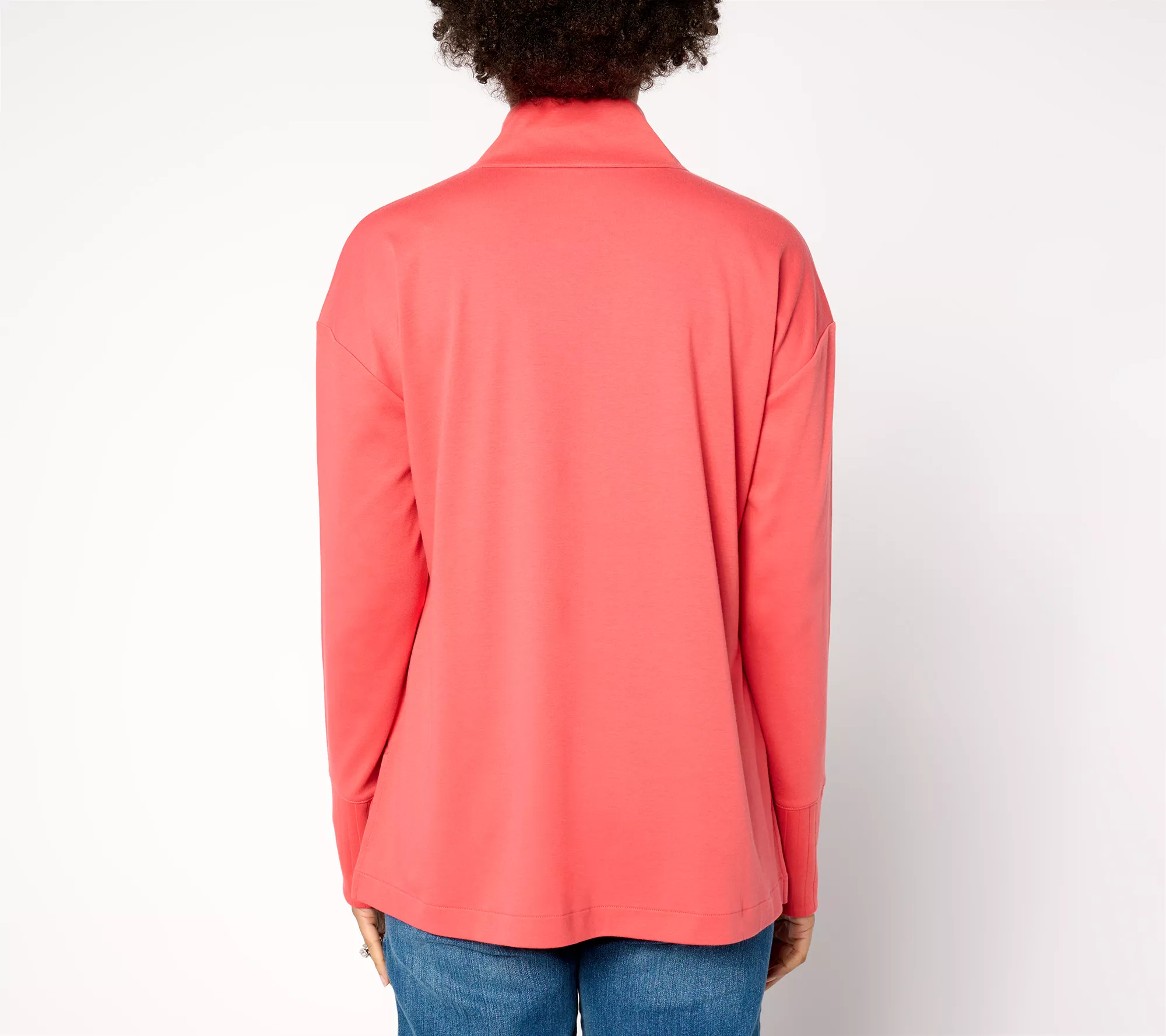 Isaac Mizrahi Live! Petite Essentials Pima Cotton Quarter Zip Pullover