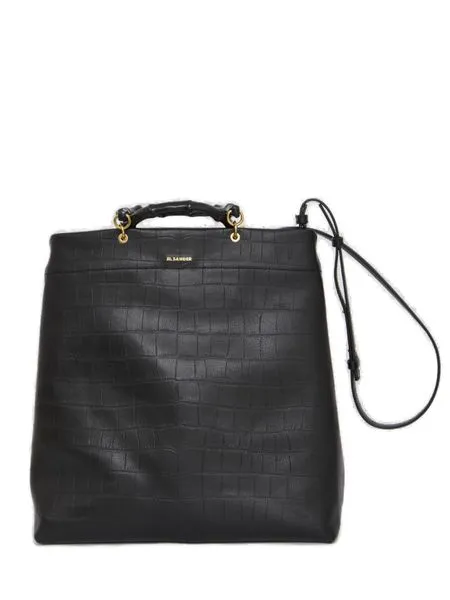 JIL SANDER Sleek Black Leather Tote for Women - SS24