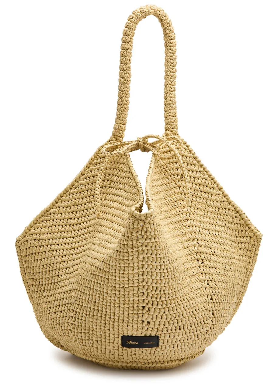 KHAITE Lotus medium raffia tote  -                         -                     -                