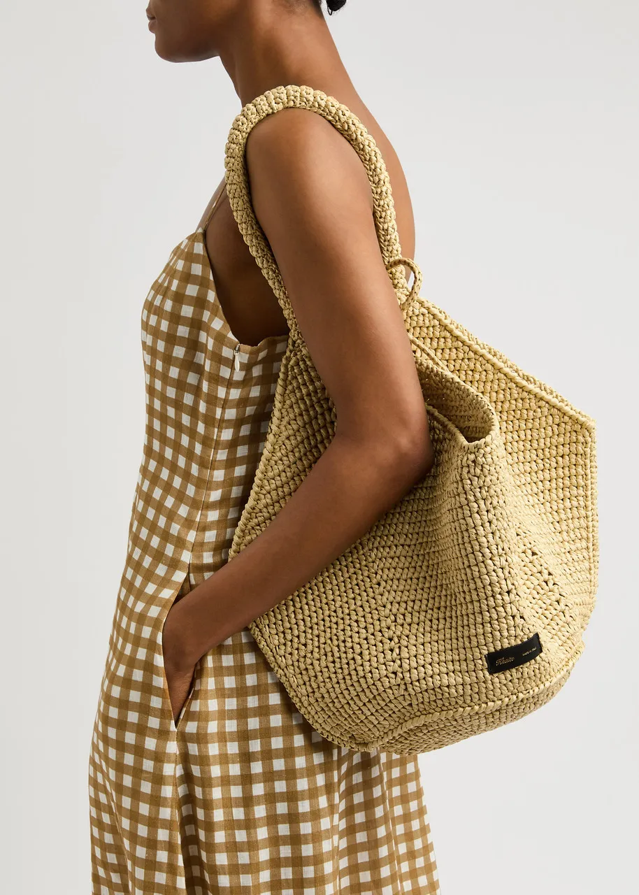 KHAITE Lotus medium raffia tote  -                         -                     -                