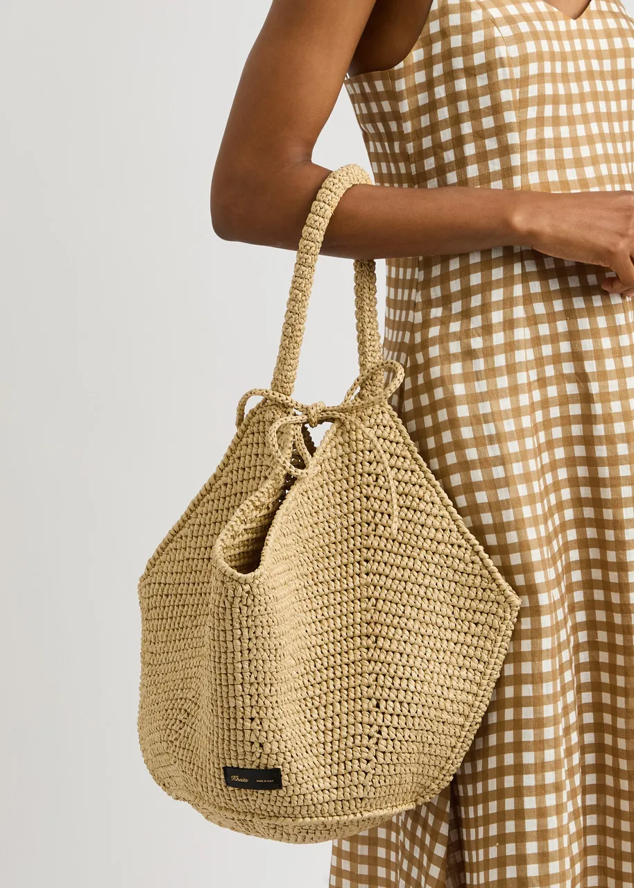 KHAITE Lotus medium raffia tote  -                         -                     -                