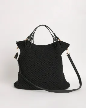 Knit Woven Leather Shoulder Bag