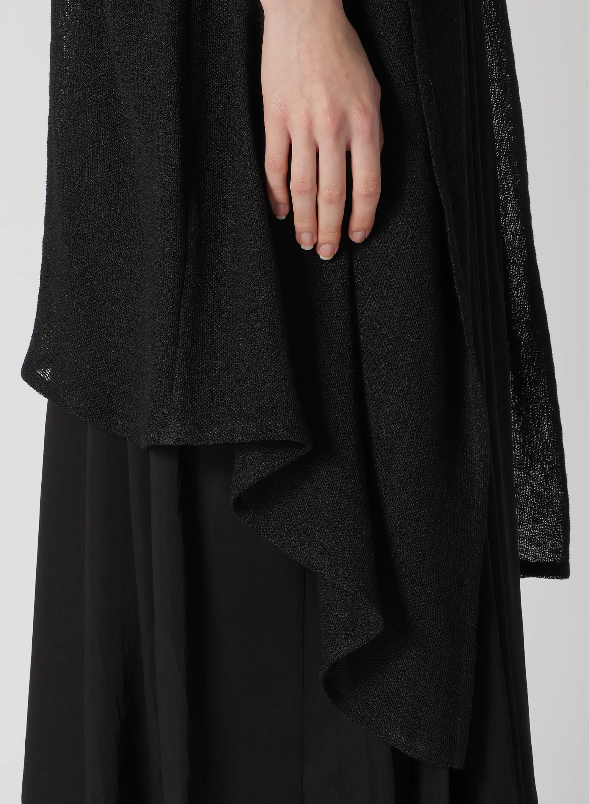 LENO CLOTH SHAWL COLLAR LONG CARDIGAN