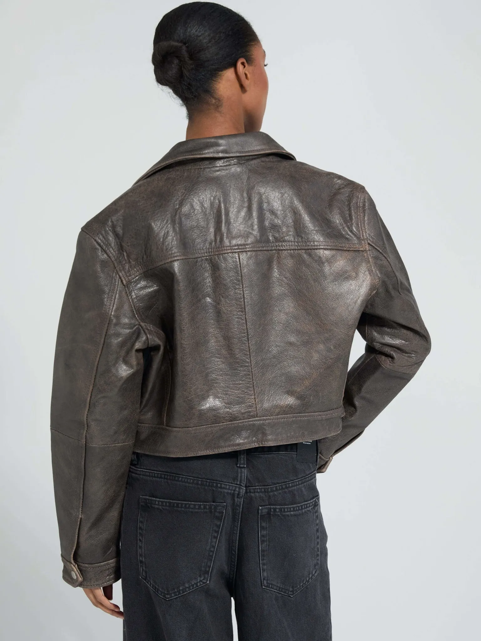 LYLE LEATHER JACKET - BROWN