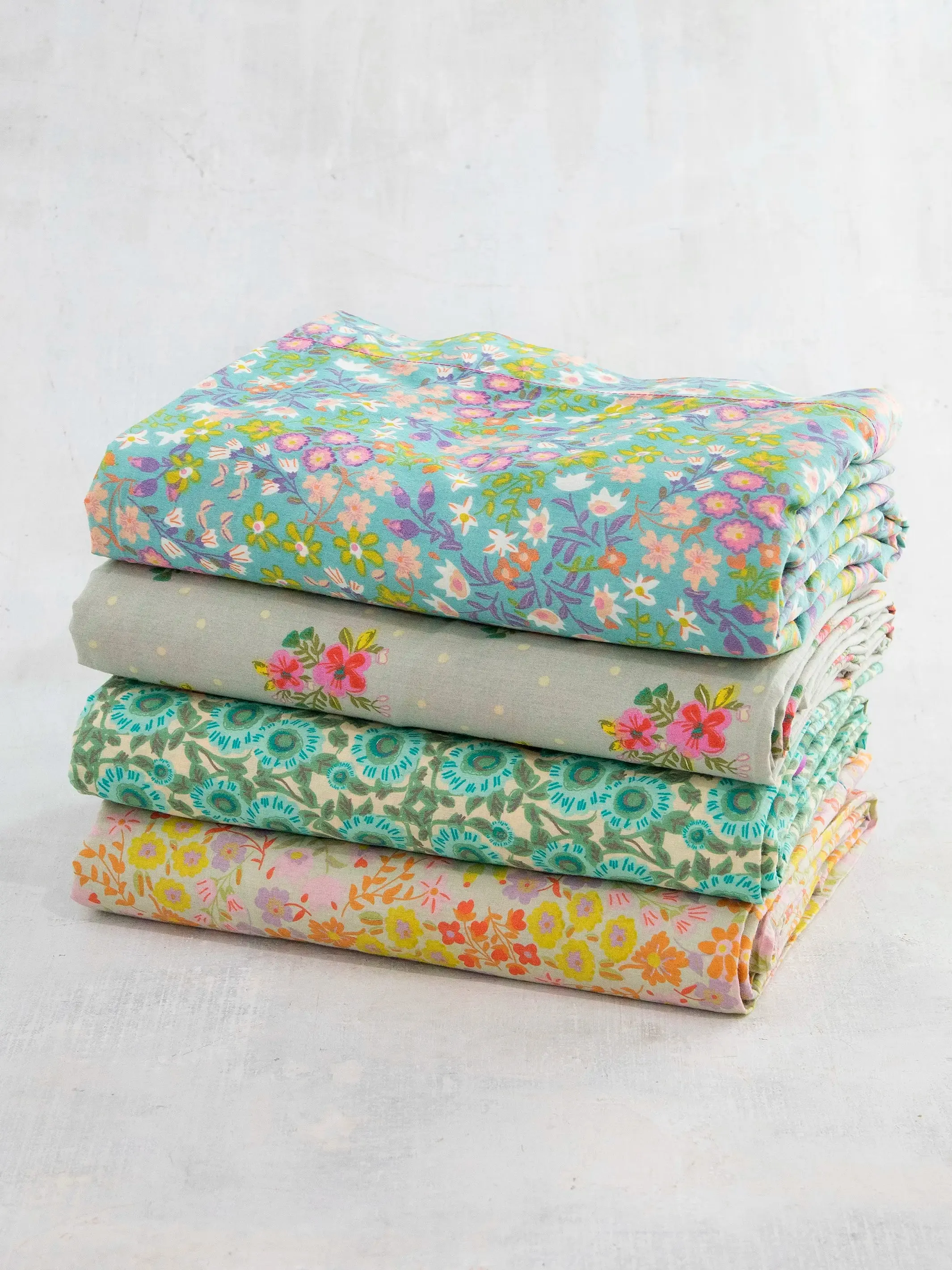 Mix & Match Soft Cotton Pillowcase, Single - Teal Mara Taupe Mara Ruffle