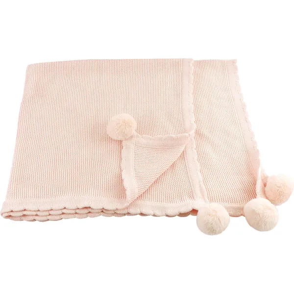 MON AMI Pom Pom Blanket, Pink