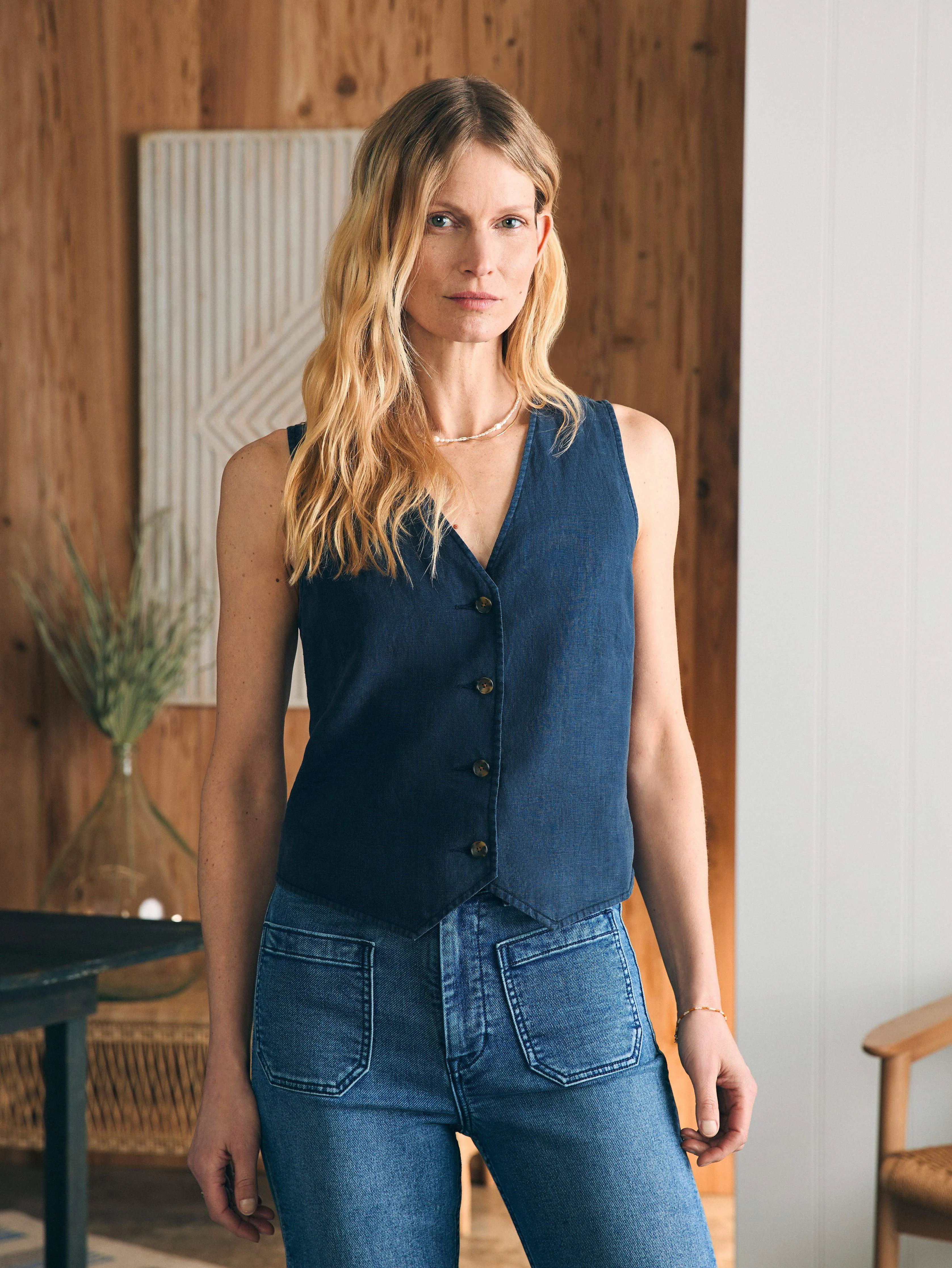 Monterey Linen Vest - After Midnight