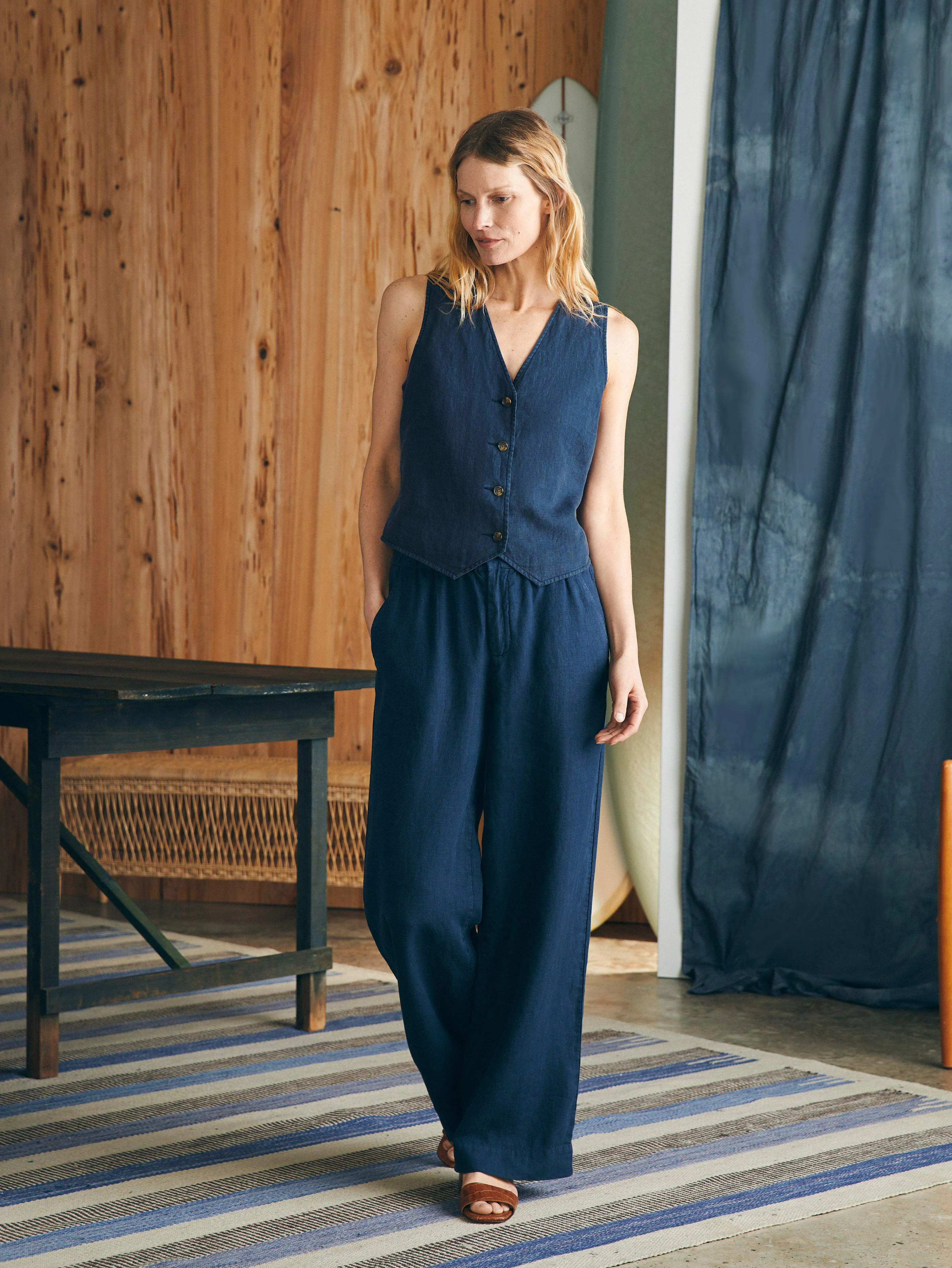 Monterey Linen Vest - After Midnight