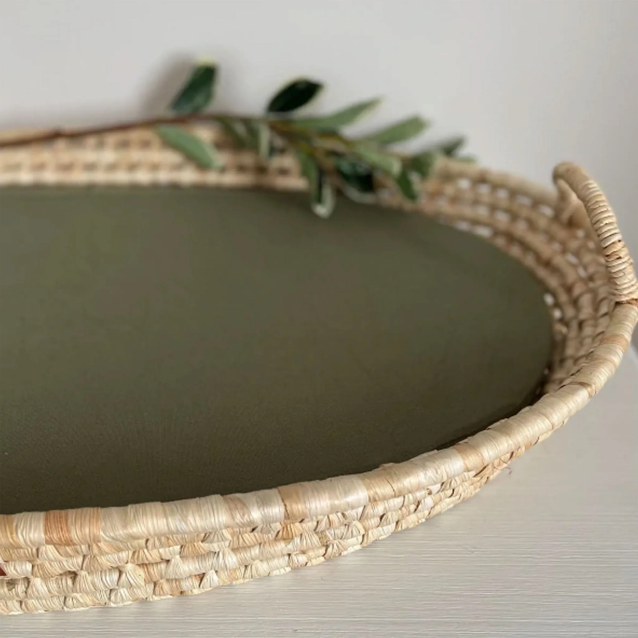 Must Be Baby Fitted Sheet for Rattan Basket - Sage  - Clement