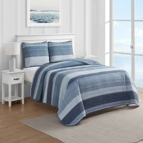 Nautica Ridgeport Twin Reversible Quilt And Sham Set Classic Blue