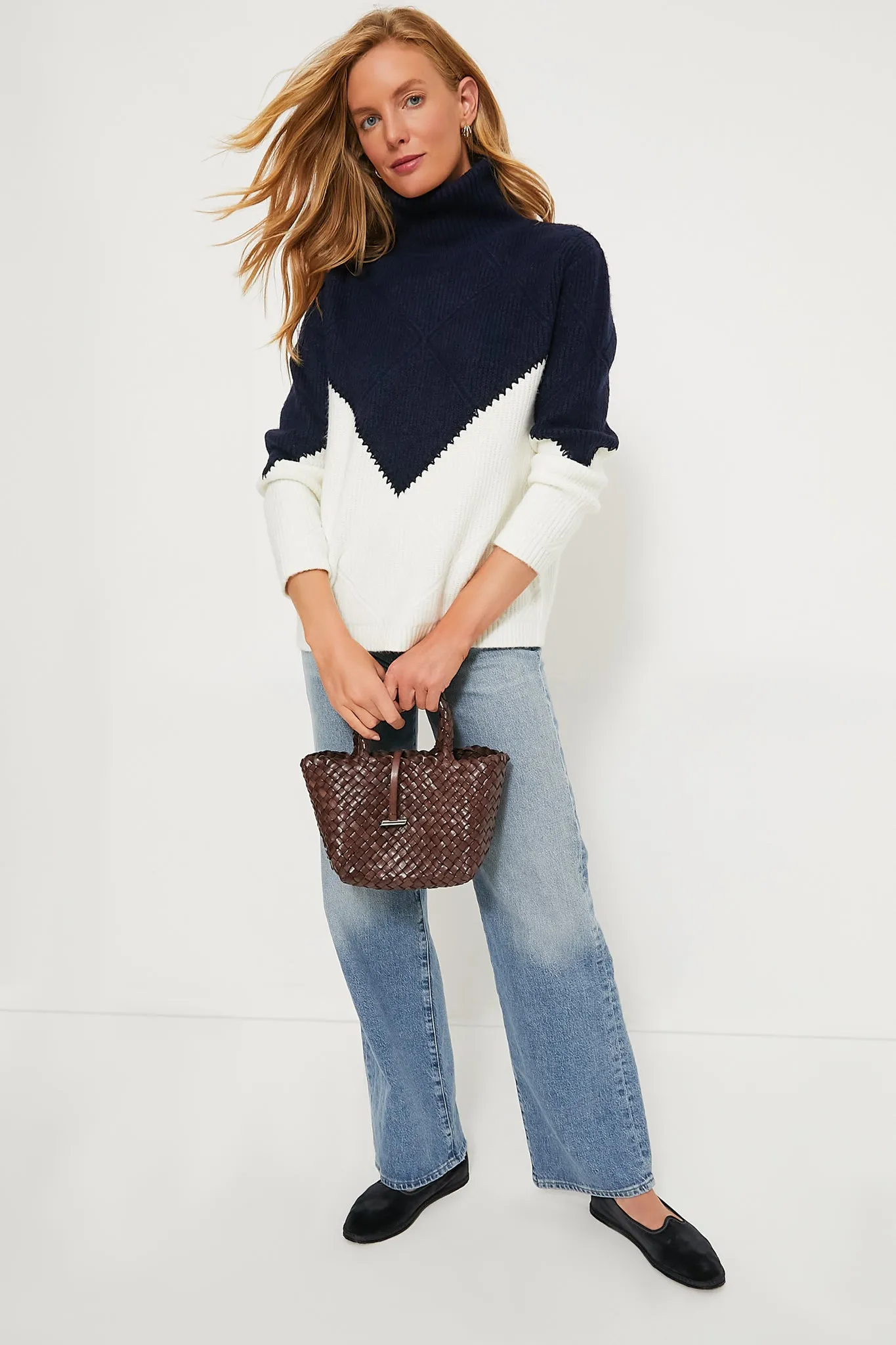 Navy & Cream Diamond Demi Turtleneck