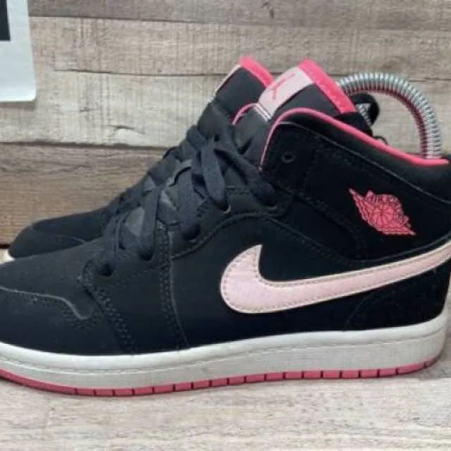 Nike Air Jordan 1 Mid Retro Black Pink 640737-066 Youth ...