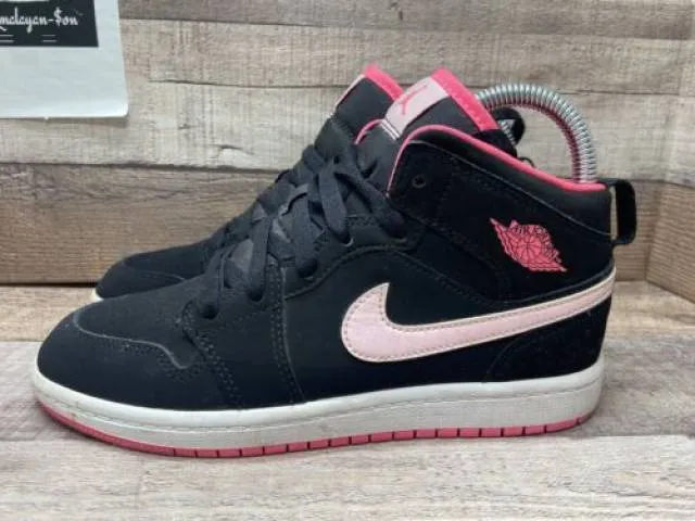 Nike Air Jordan 1 Mid Retro Black Pink 640737-066 Youth ...