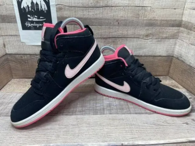 Nike Air Jordan 1 Mid Retro Black Pink 640737-066 Youth ...