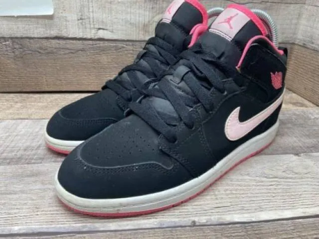 Nike Air Jordan 1 Mid Retro Black Pink 640737-066 Youth ...