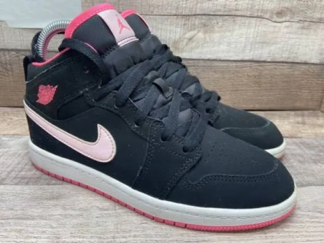 Nike Air Jordan 1 Mid Retro Black Pink 640737-066 Youth ...