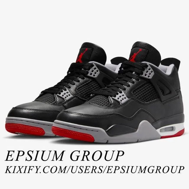 Nike Air Jordan 4 Retro (Bred Reimagined/ Black/ Fire Re...