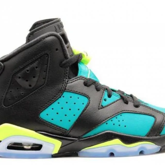 NIKE AIR JORDAN 6 RETRO GS VI BLACK VOLT ICE TRIBE GREEN