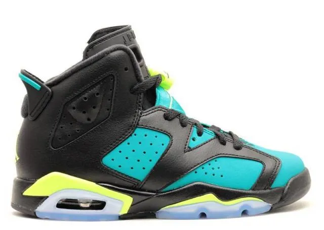 NIKE AIR JORDAN 6 RETRO GS VI BLACK VOLT ICE TRIBE GREEN