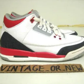 Nike Air Jordan III 3 Fire Red Retro GS 2013 sz 5Y cemen...