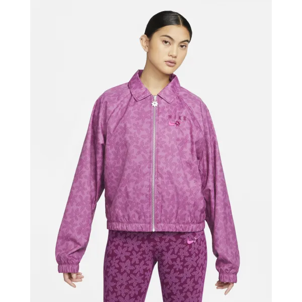 Nike - Women - AOP Woven Daisy Sport Jacket - Light Bordeaux/Sangria