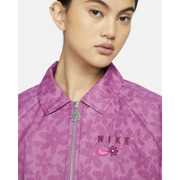 Nike - Women - AOP Woven Daisy Sport Jacket - Light Bordeaux/Sangria