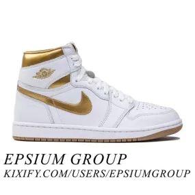 Nike Women's Air Jordan 1 Retro High OG (Metallic Gold/ ...